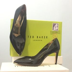 Ted Baker Black Patent Leather Pointy Toe Heels